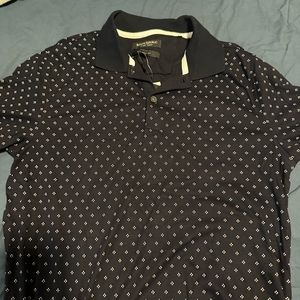 A pattern navy blue polo shirt